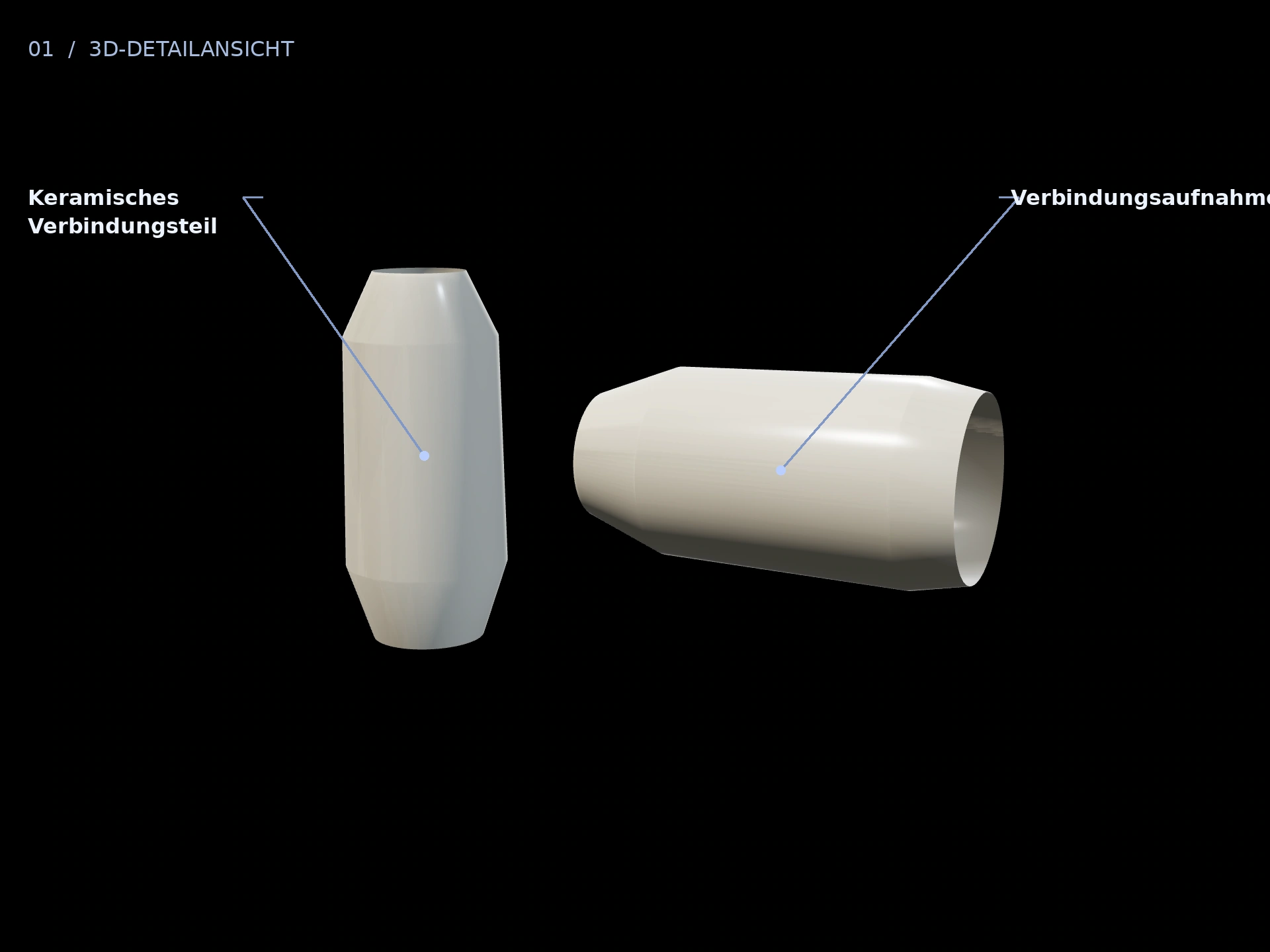 Verbindungsteil: beschriftete 3D-Ansicht mit Keramisches Verbindungsteil, Verbindungsaufnahme